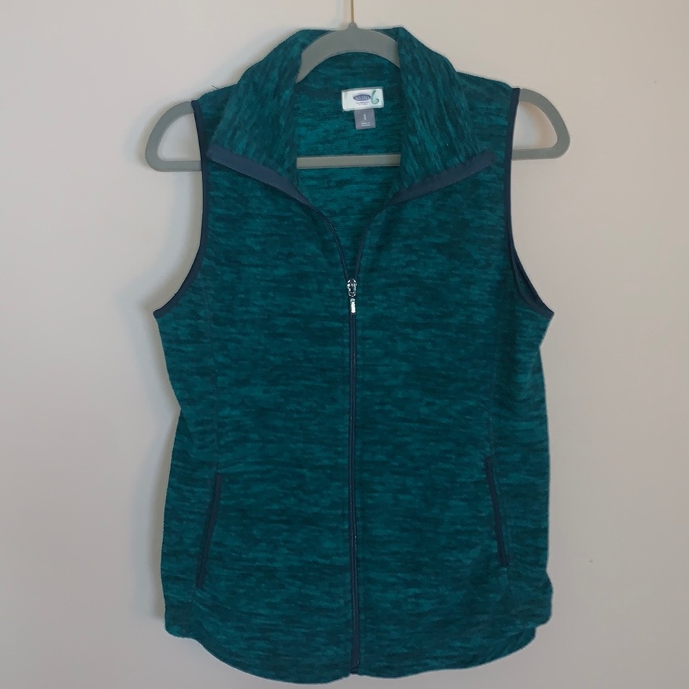 Old Navy Dark Green Zip Front Vest | Pockets | Lightweight Layer | Size S